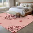 thumbnail image 5 of Pink Floral 5'x7' Area Rug, Circular Flowers Ethnic Abstract Aesthetic Washable Non-Slip Soft Rugs, Low-Pile Large Carpet for Living Room Bedroom Dining Room, Non-Shedding Accent Rug, 5 of 9
