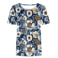 thumbnail image 4 of Blusas para las Mujeres Casual Impreso Cuello Redondo Manga Corta Camiseta Top, Tops Cortos para las Mujeres Primavera Verano, 4 of 8