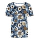 thumbnail image 4 of Puntoco Liquidación de blusas cortas para mujer, blusa informal de manga corta con cuello redondo y estampado para mujer, 4 of 4