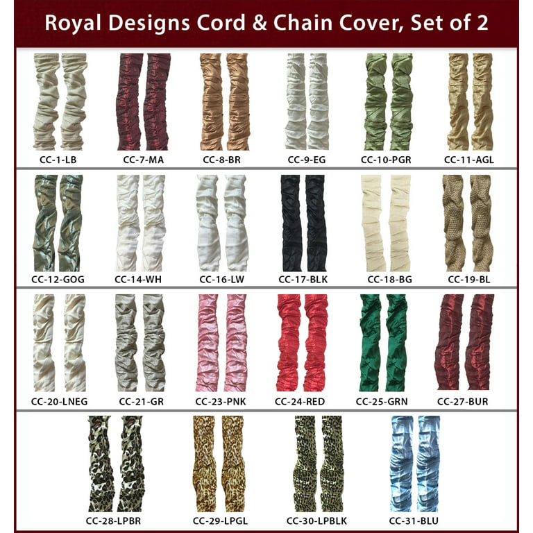 Royal Designs Fabric Cord and Chain cover with Touch Fastener - ideal for  covering chandelier chains, wires and cables, Easy to Use, Antique Gold,  Set