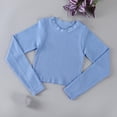 thumbnail image 5 of UVEASISHA Ribbed Knit Crop Tops for Women Slim Fit Long Sleeve Workout Shirts Crew Neck Yoga Athletic T Shirts Solid Color Casual Sporty Tees Sky Blue M, 5 of 10