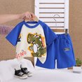 thumbnail image 2 of Teen Boy Clothes Baby Kids Spring Summer Cotton Elastic Printed Sleeveless Beach 12 18 24 Month 3T 4T 5T Clothing Set T-Shirts Waist Shorts 2Pcs Outfits 2-Piece, 2 of 5