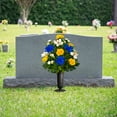 thumbnail image 3 of Sympathy Silks Artificial Cemetery Flowers 24" Blue Yellow White Orchid Mix Bouquet with Vase, 3 of 7