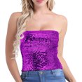 thumbnail image 3 of Women Sparkly Sequins Crop Tube Top Strapless Off Shoulder Metallic Wrap Chest Stretchy Bandeau Party Clubwear, 3 of 9