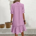 thumbnail image 5 of Women's Solid Color V-Neck Short Sleeve Casual Summer Dress, 5 of 6
