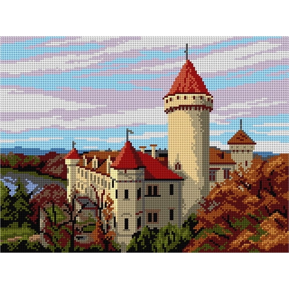 Wizardi Needlepoint Canvas for halfstitch Without Yarn - The Konopiste Castle 3582J Orchidea