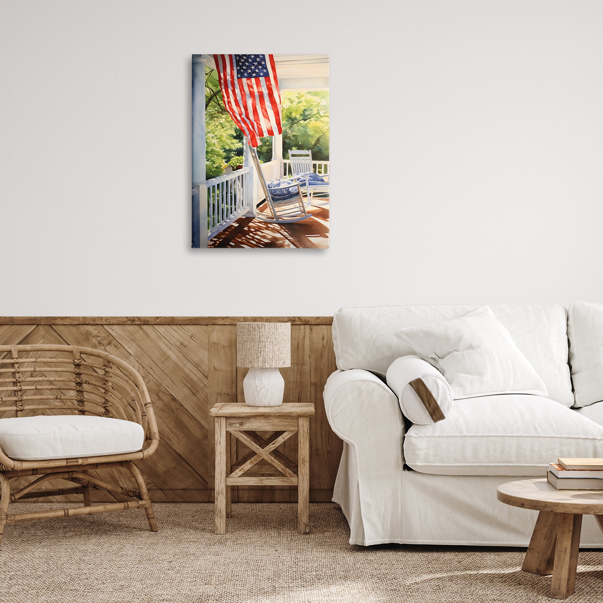 Stupell Industries Vintage American Porch Scenery Painting Gallery Wrapped Canvas Art Print Wall Art, 20 x 30