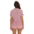 thumbnail image 3 of #FollowMe Womens Button-Down Pajama Shorts Set with Notch Collar  Chic & Comfy Loungewear (Coral - Aztec, Small), 3 of 4