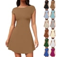 thumbnail image 6 of Women's Sexy Low Back Mini Dress Short Sleeve Crew Neck A-Line Graduation Sundress, 6 of 6