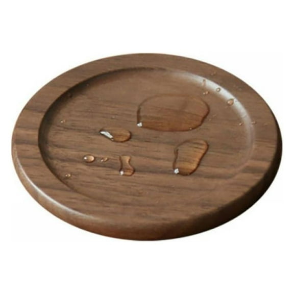 Popvcly Natural Wood Coasters for Drinks with Grooved Round Edge Absorbent Heat & Water Resistant Reusable Durable Saucers Bar Glass Cup & Mug Housewarming Gift