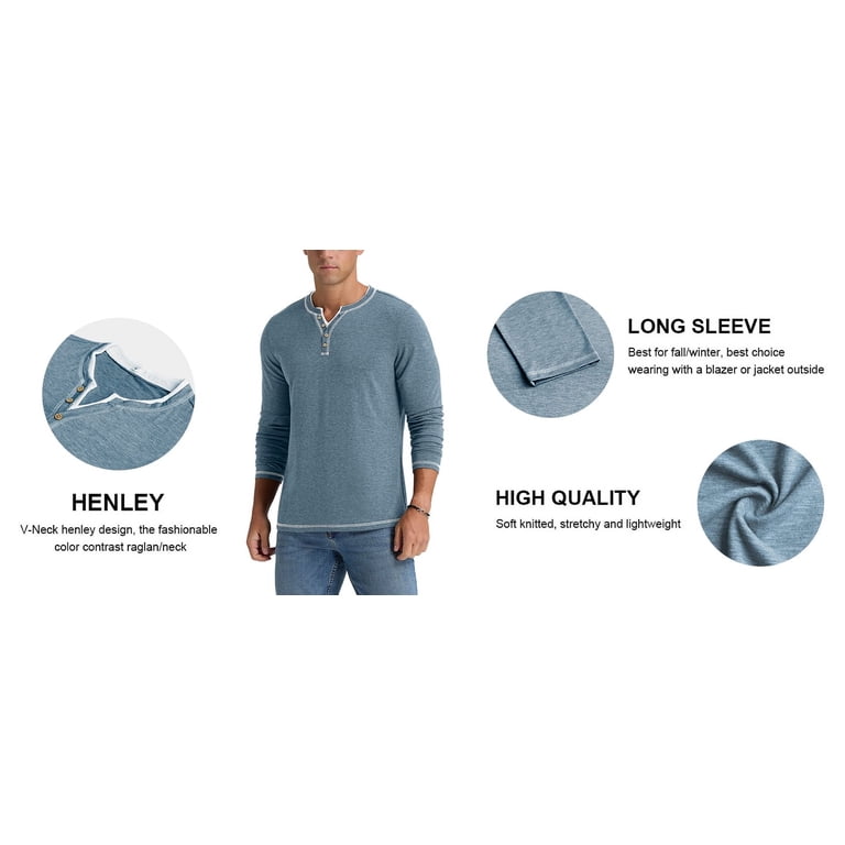 Iceglad Men's Long Sleeve Henley Shirt photo 6