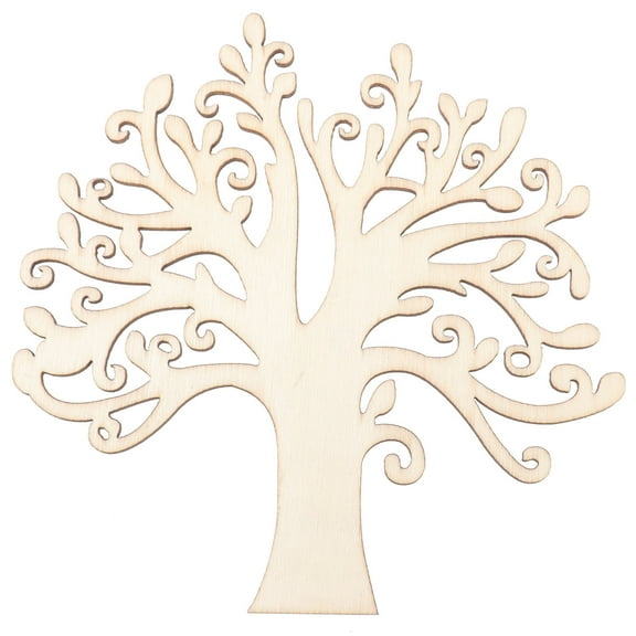 10pcs Family Tree Cutouts Craft, Unfinished Wood Tree Slices DIY Ornaments Decorative Hanging Wooden Chips for Wedding Party Crafts 4.9in
