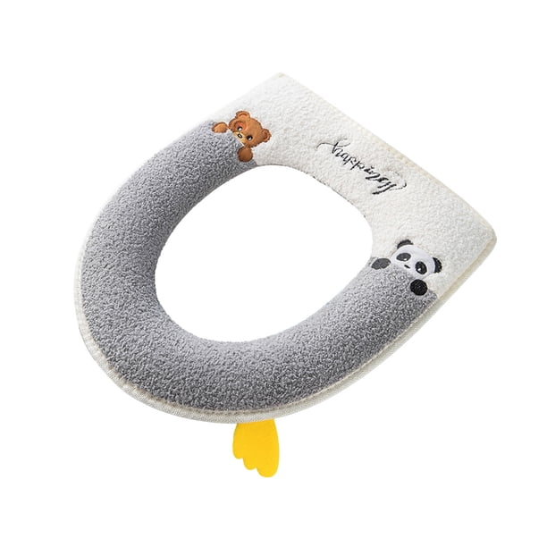 Cojín de asiento de inodoro grueso con asa de transporte, cobertura completa, cálido para el invierno, para el hogar, cojín de asiento de inodoro extraíble, funda para asiento de inodoro.