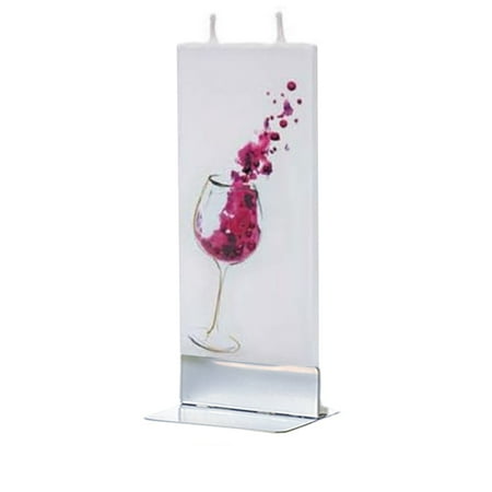Flat Havdalah Candle - Flatyz Handmade Twin Wick Unscented Thin Flat Candle - Glass of Wine