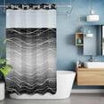 thumbnail image 6 of No Hook Black Gray Ombre Shower Curtain with Snap in Liner Set, Modern Abstract Striped Polka Dots Waterproof Fabric Bathroom Curtains with See Through Top Window, Hotel Style Stall 54 x 78 Inch, 6 of 9