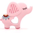 thumbnail image 1 of Mordedores de elefante rosa suave para bebés de 0 a 6/6 a 12 meses, juguete de dentición de silicona para regalo para niñas, masajeador de encías, artículos para aliviar la ansiedad Feliz Sencillez, 1 of 5
