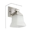 thumbnail image 3 of Sunlite Modern Vanity Light Fixture, Square Bell-Shaped Frosted Glass Shade, Medium Base (E26) Socket, Standard A19 (100W Max), Brushed Nickel, 3 of 6