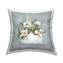 Stupell Industries Flower Bloom Mail Decorative Printed Throw Pillow, 18 x 18