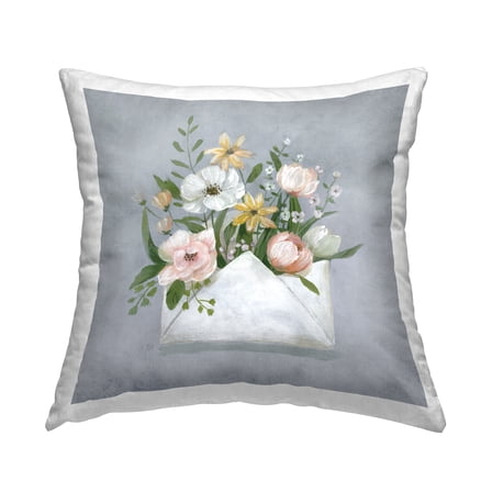Stupell Industries Flower Bloom Mail Decorative Printed Throw Pillow, 18 x 18