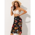thumbnail image 2 of Falda midi Allegra K de gasa de Verano con Estampado floral para Mujer Negro XS, 2 of 5