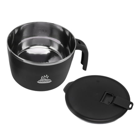 

Stainless Steel Soup Mug Drain Heat Insulation Stainless Steel Noodle Bowl Large Capacity Non Scalding With Lid For Dormitory Black Blue Red Green
