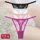 thumbnail image 3 of Tanga de encaje Sexy para mujer, bragas de cintura baja, tangas transparentes, ropa interior con parte trasera en T, lencería íntima sólida, 4 unids/set, 3 of 5