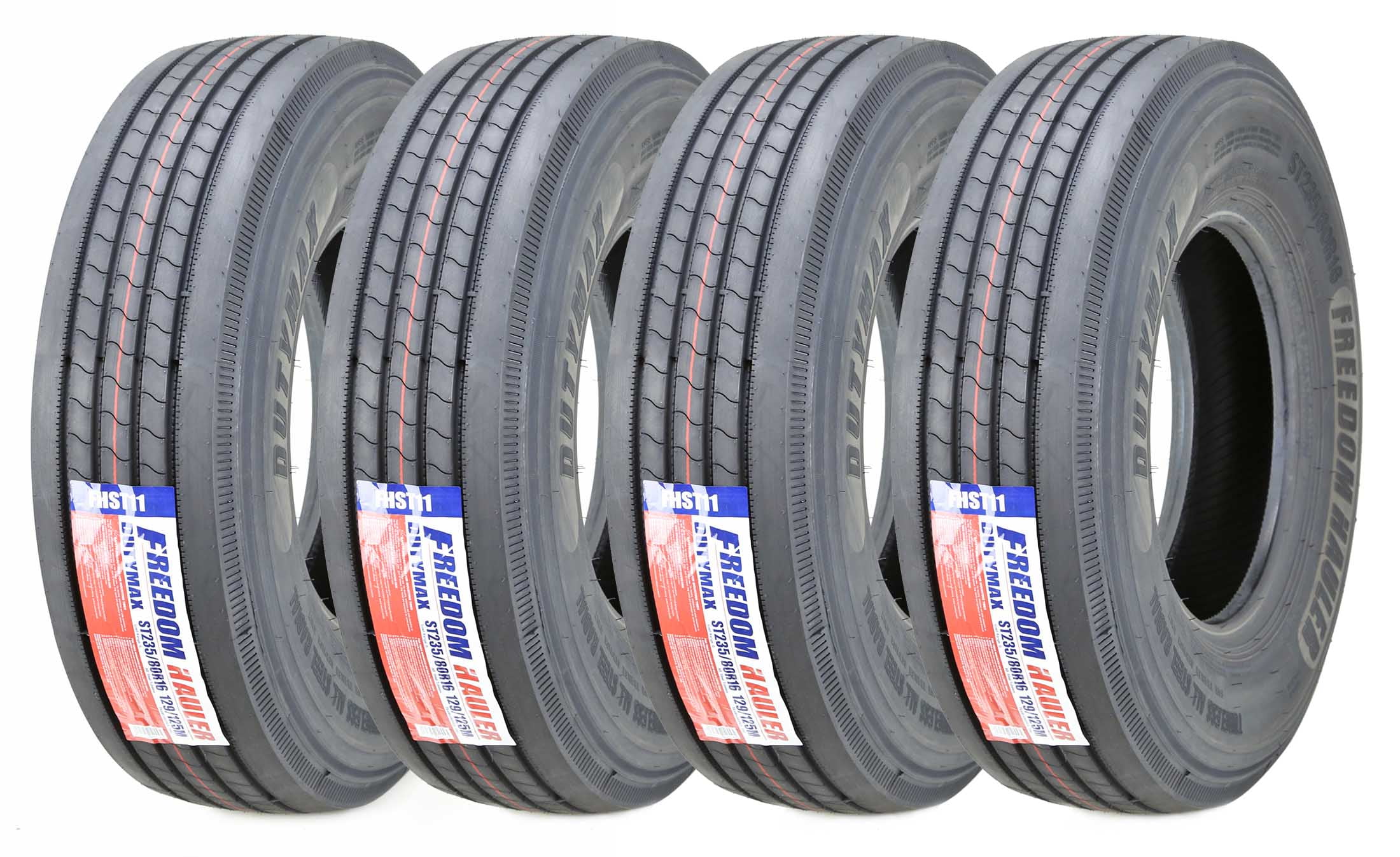 Set 4 Freedom Hauler Dutymax All Steel ST235 80R16 RV Trailer Tire 14 