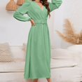 thumbnail image 5 of IROINNID Maxi Dress for Women Strapless V-Neck Wrap Dress Sexy Vintage V Neck Long Sleeve Solid Dresses Savings,Green, 5 of 8
