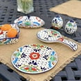 thumbnail image 5 of Encantada MC125D Handmade Pottery Spoon Rest, Dots & Flowers, 5 of 7