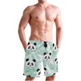 thumbnail image 4 of Cute Panda Palm Leaf Beach Board Shorts Quick Dry Swim Shorts with Pockets, 4 of 6