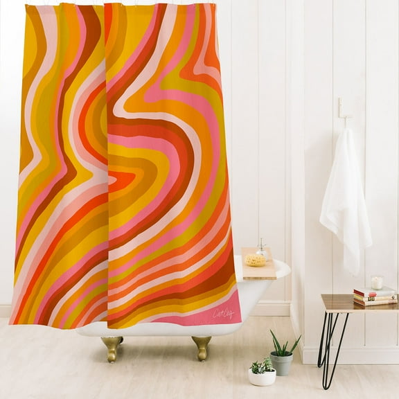 Society6 Cat Coquillette Sunshine Melt Retro Ochre Shower Curtain 71" x 74"