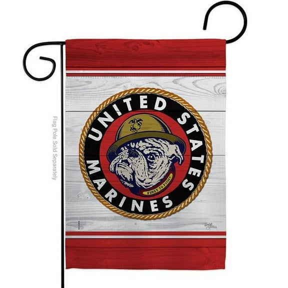 Breeze Decor  Marine Bulldog Garden Flag Armed Forces Corps 13 x 18.5 in. Double-Sided Decorative Vertical Flags for House Decoration Banner Yard Gift
