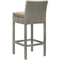 thumbnail image 3 of Modern Contemporary Urban Design Outdoor Patio Balcony Garden Furniture Bar Side Stool Chair, Rattan Wicker, Brown Light Gray, 3 of 3