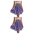 thumbnail image 2 of Jumpingount deportiva de cintura alta para mujer, faldas holgadas por encima de la rodilla de poliéster para banquete de niñas, ropa, regalo de Violeta M 2Conjunto, 2 of 6