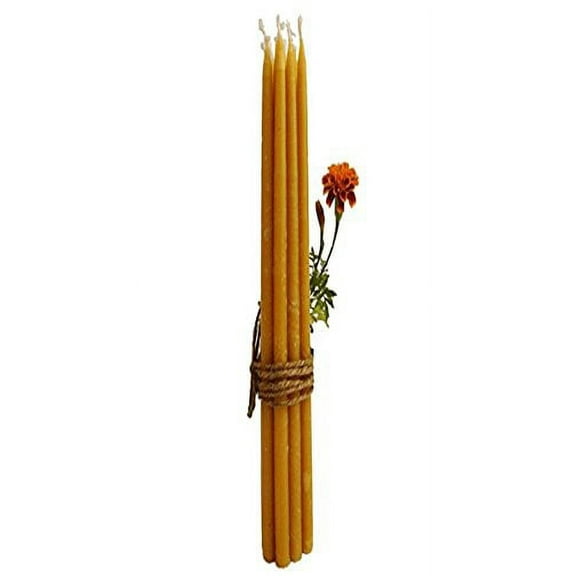 Holy Land Market Pure Beeswax Organic Hand Made Candles - Orthodox Church Candles from Jerusalem -  3/8 Inch Diameter (12 Inches x 6 candles)