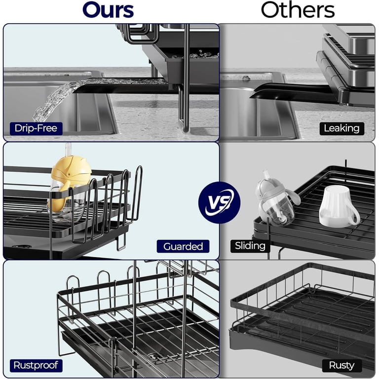 Delamu Large Expandable Dish Drying Rack, Black photo 8