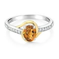 thumbnail image 2 of Gem Stone King 10K Yellow Gold and 925 Sterling Silver Orange Red Madeira Citrine and White Lab Grown Diamond Engagement Ring for Women (0.78 Cttw, Available in Size 5, 6, 7, 8, 9), 2 of 4