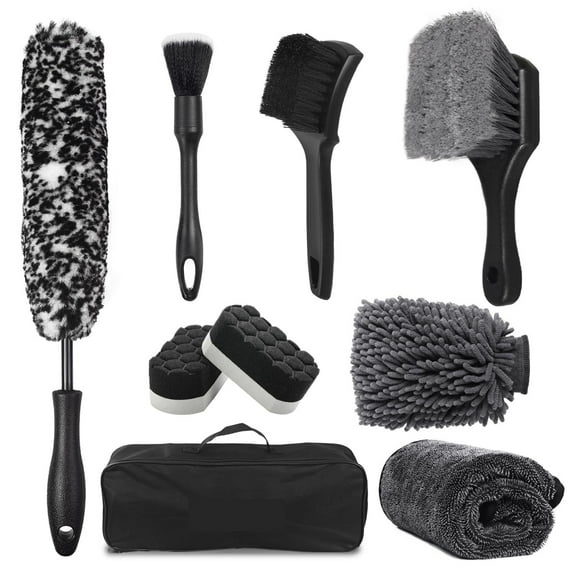 Zeya 9Pcs Car Wheel & Tire Brush Kit, Wheel Cleaner Brush.