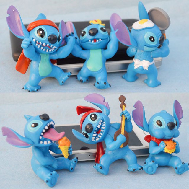 Figuras de acción de Lilo & Stitch de Disney para niños, figurita de colección de decoración de postura, modelo de juguete, regalo, 6 piezas por juego