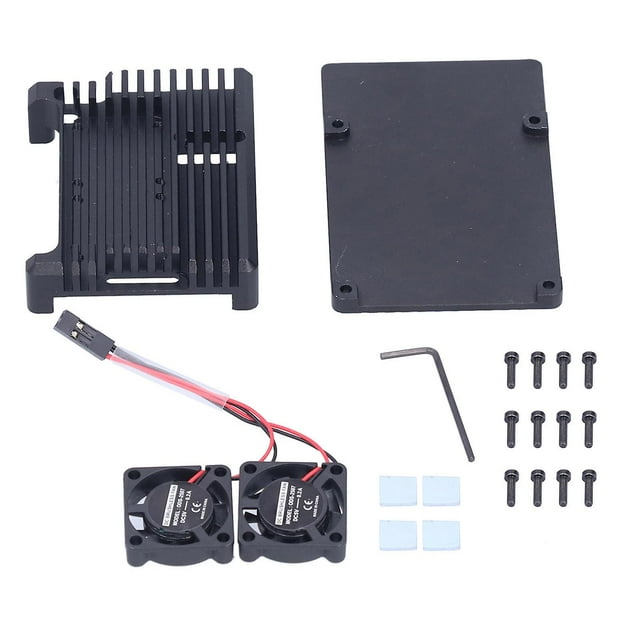 Boîtier pour Raspberry Pi 4 B en alliage d'aluminium, boîtier de protection à dissipation thermique avec ventilateur