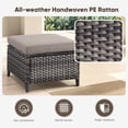 thumbnail image 6 of Planntonneo Outdoor Wicker Ottoman Set of 2, Patio Rattan Footrest Seat with Grey Cushions, Grey Wicker, 6 of 8