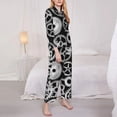 thumbnail image 3 of Fuzoiu Metallic Gears Print Women's Long-Sleeved Pajama,Lounge Button Down Nightwear,Womens Notch Collar Pajama Set-XX-Large, 3 of 7