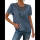 thumbnail image 2 of Blusas Tipo Túnica de Corta para Mujer, Estilo Informal, con Encaje Azul XL, 2 of 10