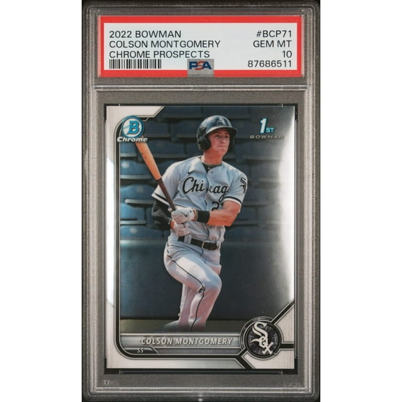 Graded 2022 Topps Bowman Colson Montgomery #BCP71 Chrome Prospects Rookie RC Baseball Card PSA 10 Gem Mint