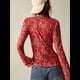 thumbnail image 5 of Camisas de Larga para Mujer, Blusas Bohemias con Estampado Floral, Blusas Ajustadas con Cuello en V y Botones Rojo S, 5 of 8