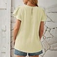 thumbnail image 4 of pimelu Womens Tops Dressy Tops for Women Pleated Ruffle Sleeve Lightweight Loose Fit Tunic Top Summer Casual Solid Top Ladies Round Neck Short Sleeve Blouses, 4 of 4