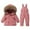 Pink, variant on XIMIN Toddler Boy Girl Snowsuit Hooded Mountain Ski Suit Faux Fur Trim Hooded Coat Snow Bib Pants Onesie Winter Waterproof Thermal Snow Set