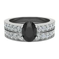 thumbnail image 4 of Black Diamond Wedding Ring Set for Women Oval Cut Cathedral Accent 14K White Gold 1.25 Carat (J,I1), 4 of 5