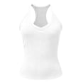thumbnail image 7 of Built In Bra Workout Tank，Women's Shelf Bra Camisole Tops Spaghetti Strap Cami Tank Cotton Undershirts Racerback Ribbed Fitted Tank Tops White S, 7 of 7