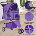 thumbnail image 2 of YRLLENSDAN Pet Gear Dog Stroller Small Dogs, Folding Cat Stroller with Cup Holders 3 Wheel Pet Strollers for Small Dogs Puppy Stroller Travel Carrier Dog Stroller for Medium Dogs, Purple, 2 of 7